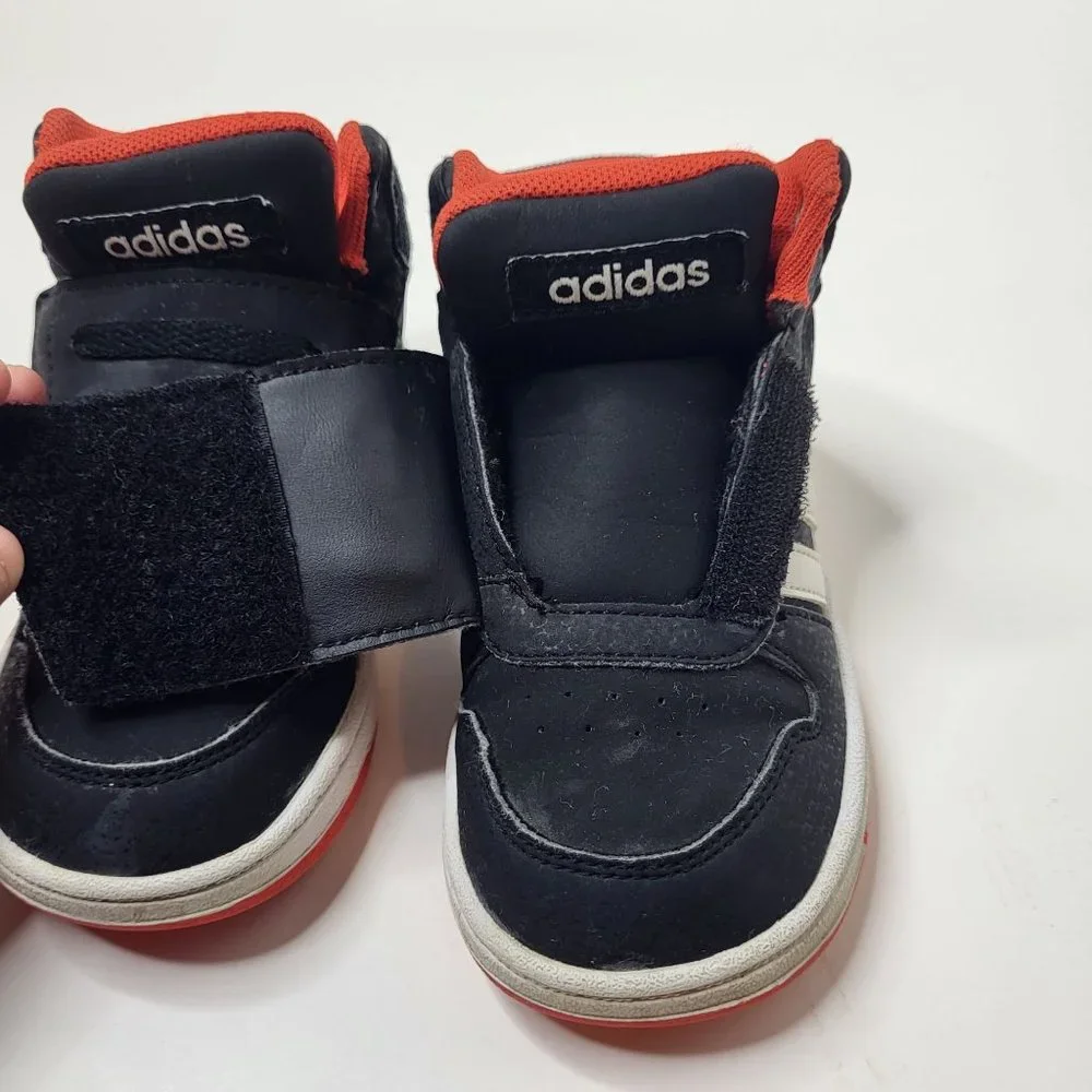 ADIDAS KIDS BLACK/WHITE HOOK & LOOP PBB 698007 SNEAKERS TODDLER SIZE 8K‎